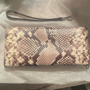 Michael Kors Brown Snake Print Wristlet
